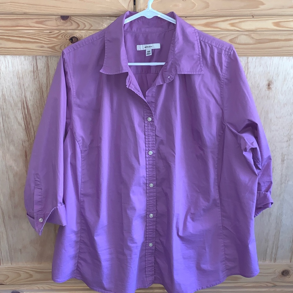 Merona purple minimalist button front shirt blouse size 20W
